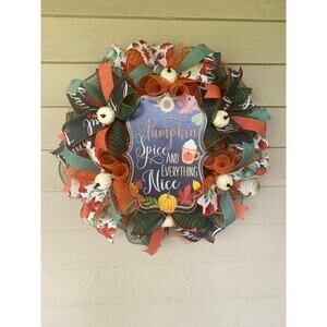 Pumpkin Spice & Everything Nice Fall Wreath, Thankful Wreath Autumn Decor